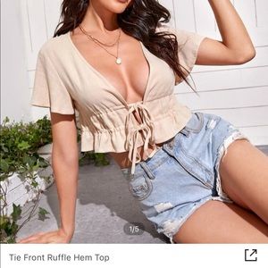 SHEIN Tie front ruffle top
